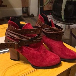 Red Ankle Boots Size 7